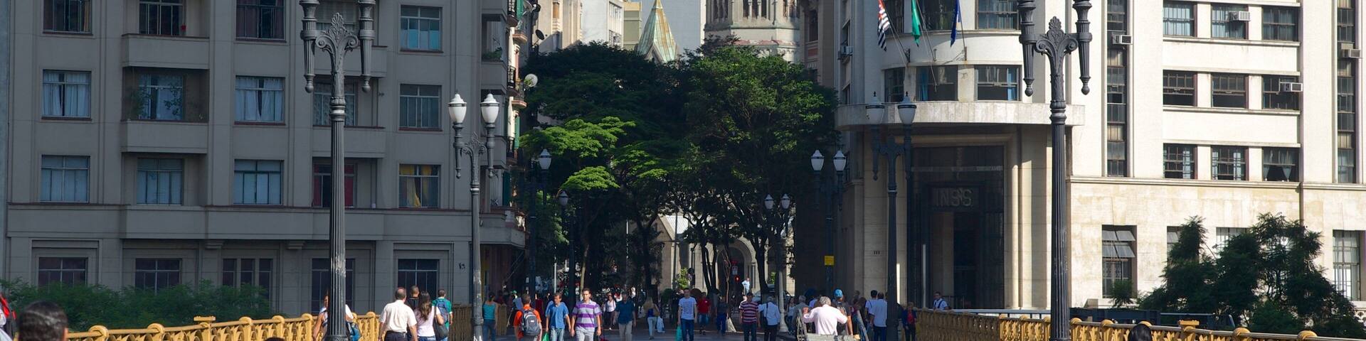 Viaduto do Cha featuring a city and street scenes