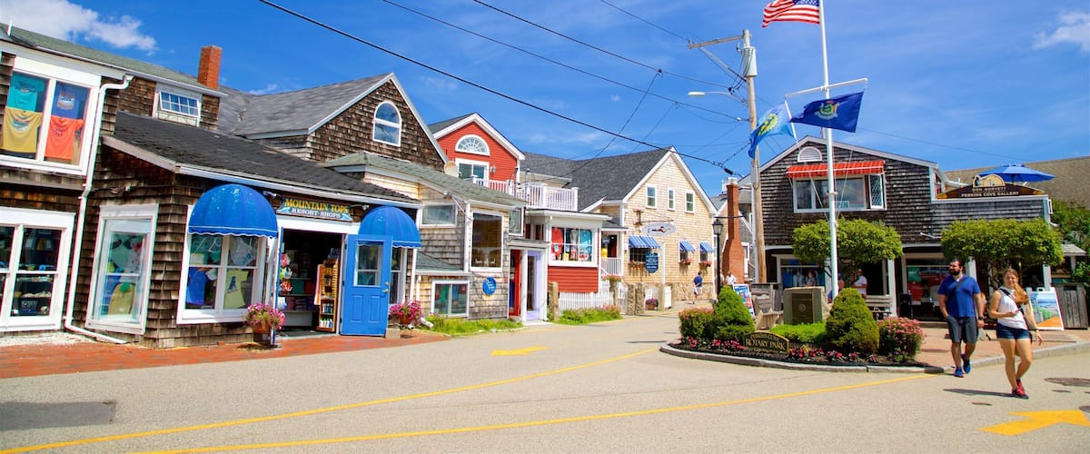 Perkins Cove featuring street scenes and a small town or village as well as a couple