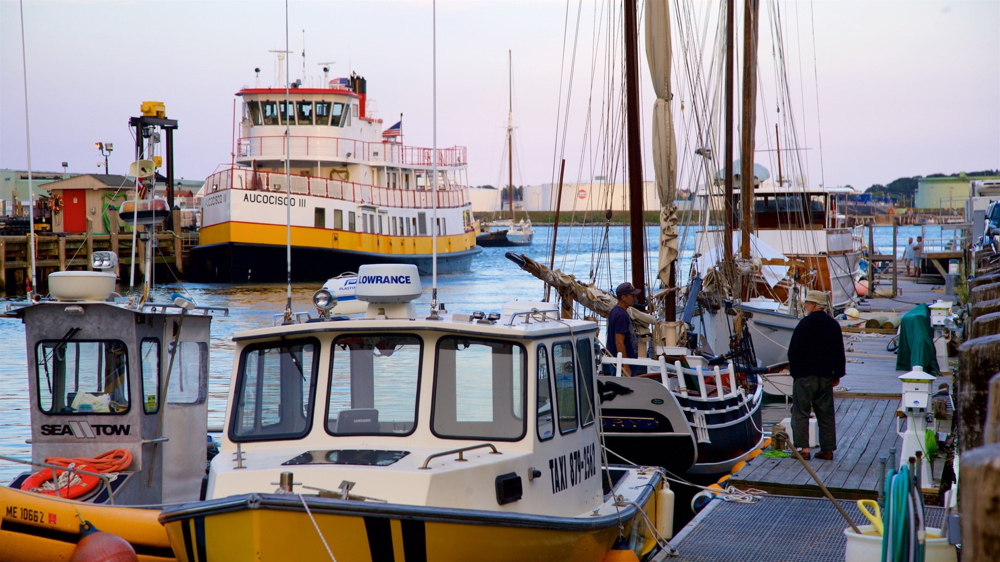 Old Port mettant en vedette baie ou port et coucher de soleil