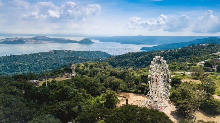 Beautiful aerial view of Taal caldera and Picnic grove in Tagaytay. Popular tourist spot in the Philippines.