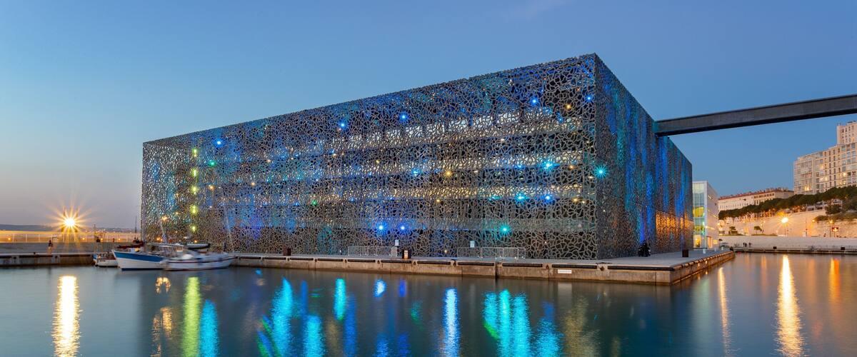 Marseille featuring modern architecture and night scenes