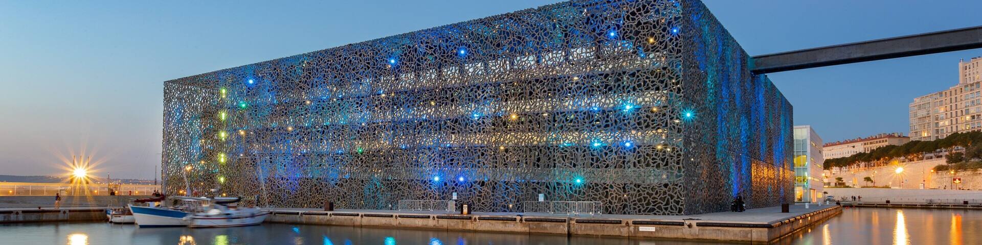 Marseille featuring modern architecture and night scenes