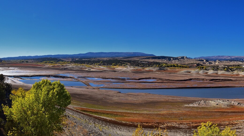Panorama Landscapes views from Road to Flaming Gorge National Recreation Area and Reservoir driving north from Vernal on US Highway 191, in the Uinta Basin Mountain Range of Utah United States, USA