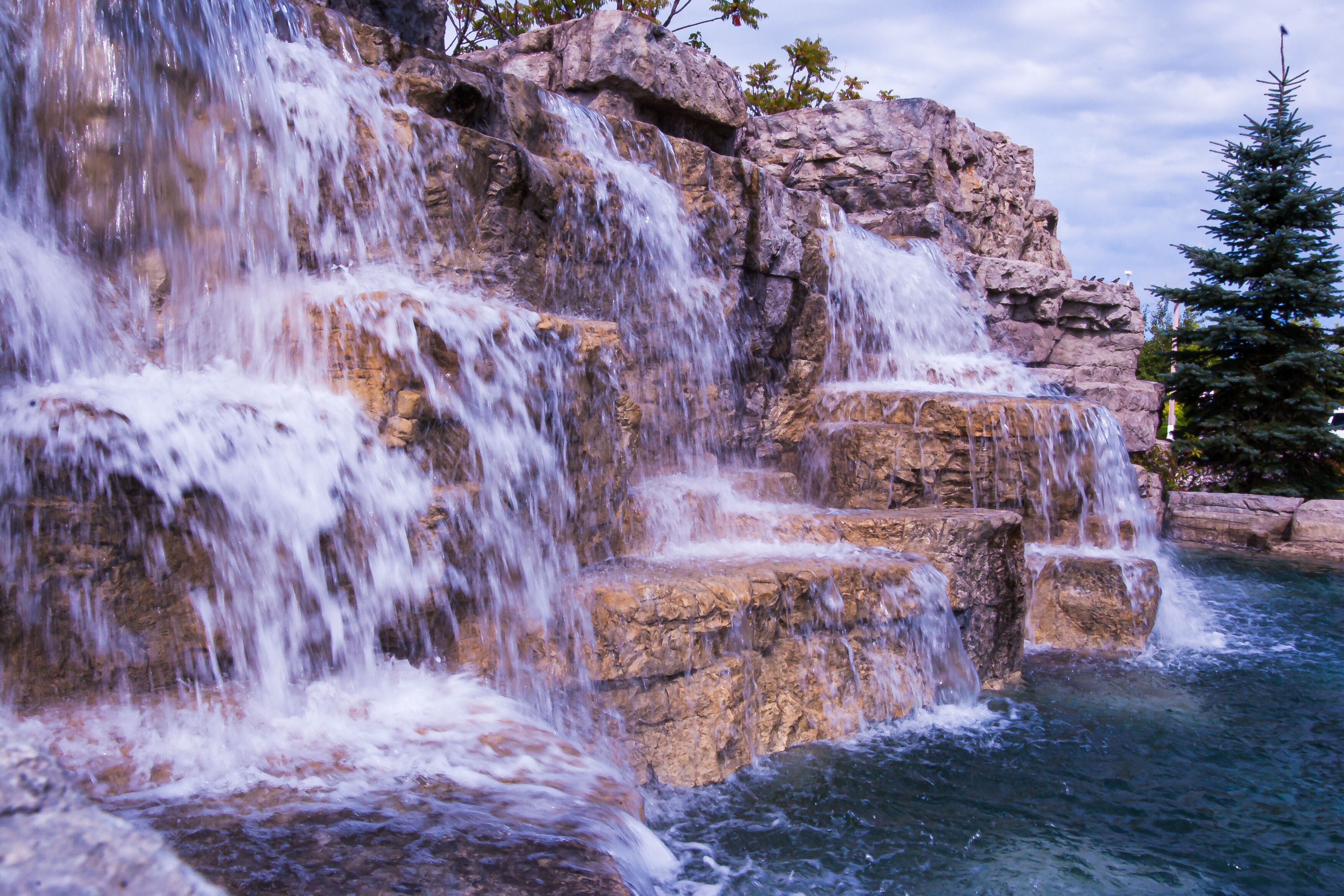 Massive artificial waterfall at CasinoRama in Ontario Canada. 