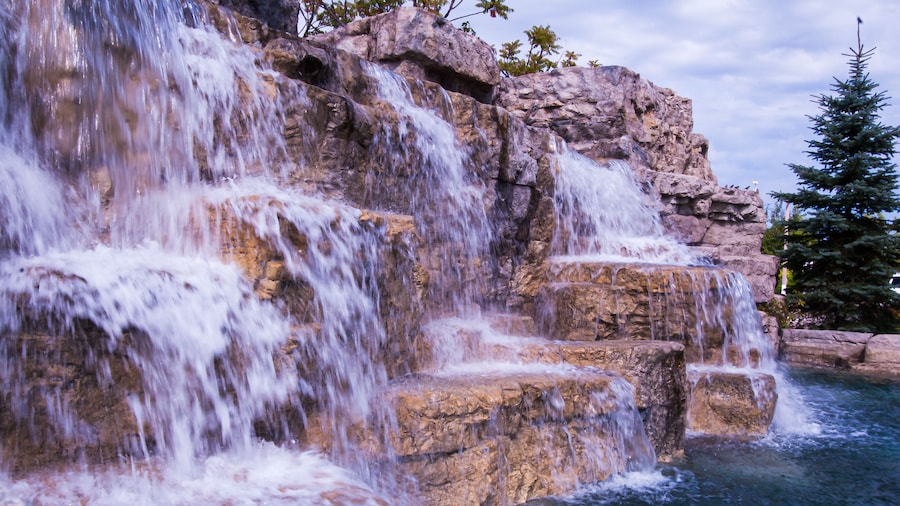 Massive artificial waterfall at CasinoRama in Ontario Canada.