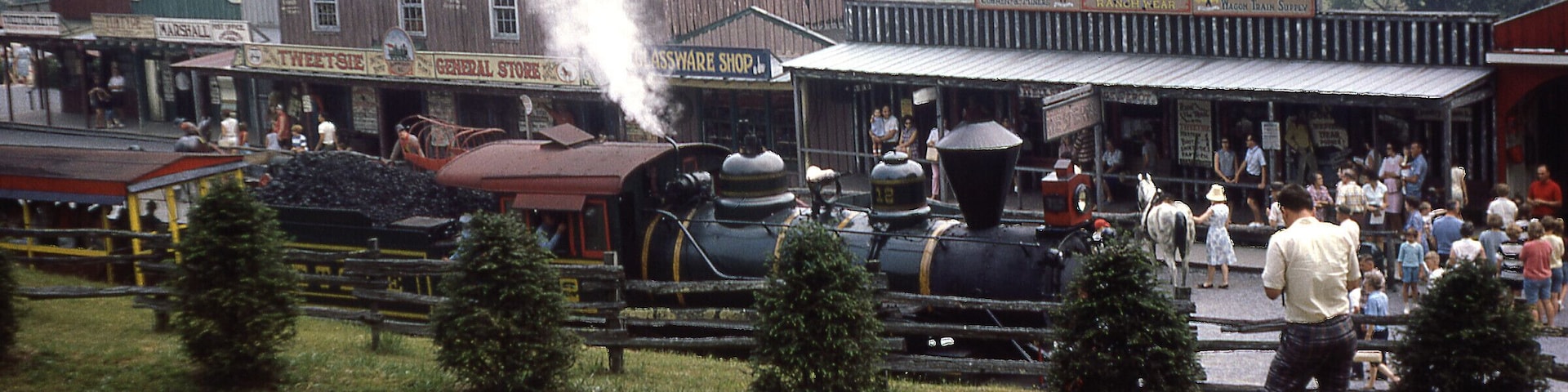 Old steam train at the Tweetsie Railroad tourist attraction in November, 1966.