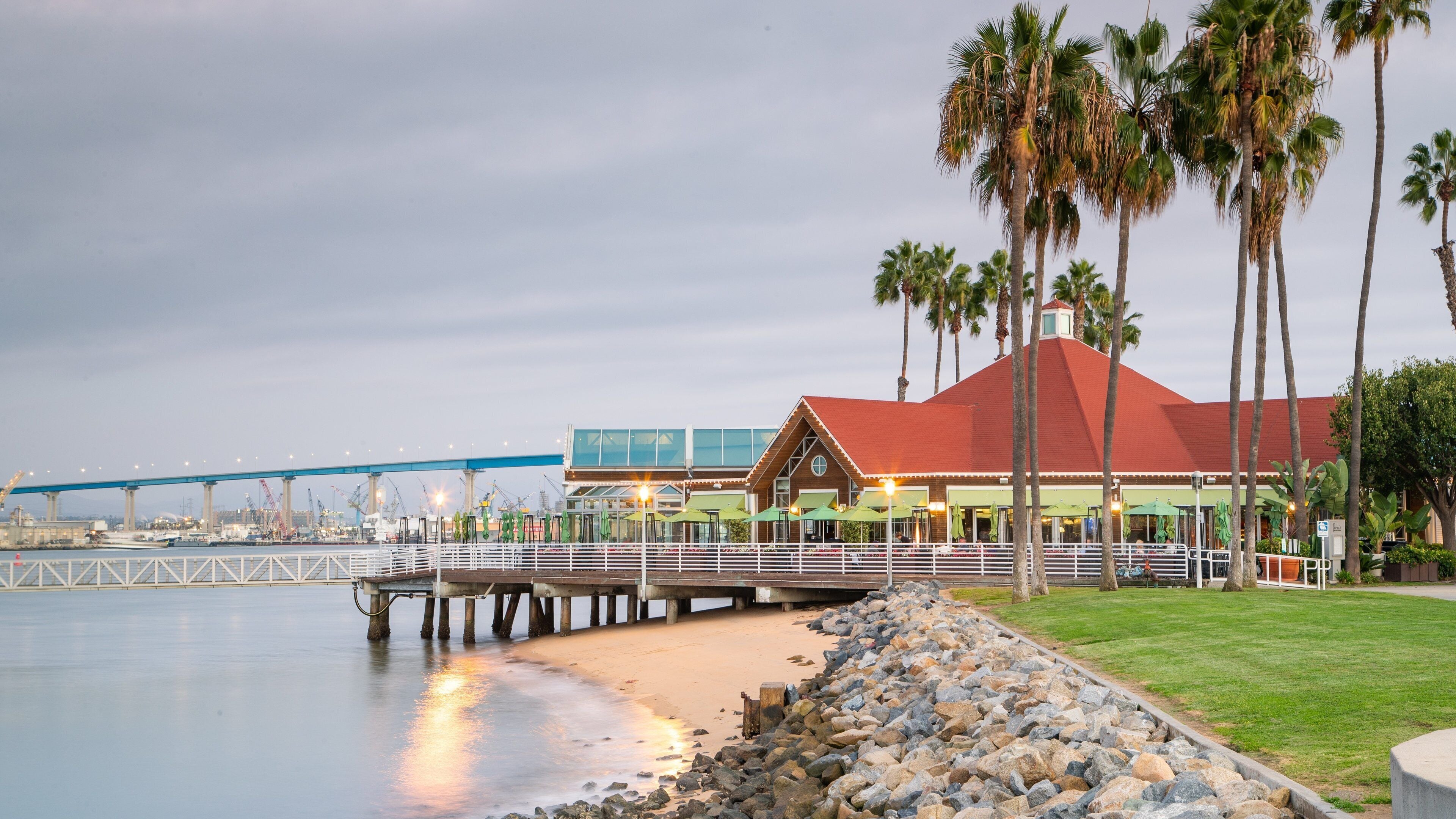 Coronado Ferry Landing featuring a beach and a river or creek