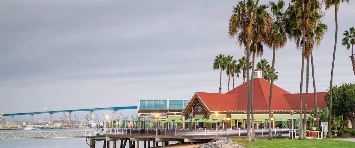Coronado Ferry Landing featuring a beach and a river or creek