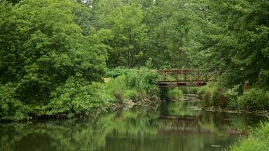 Old Erie Canal Historic State Park showing a river or creek and a bridge