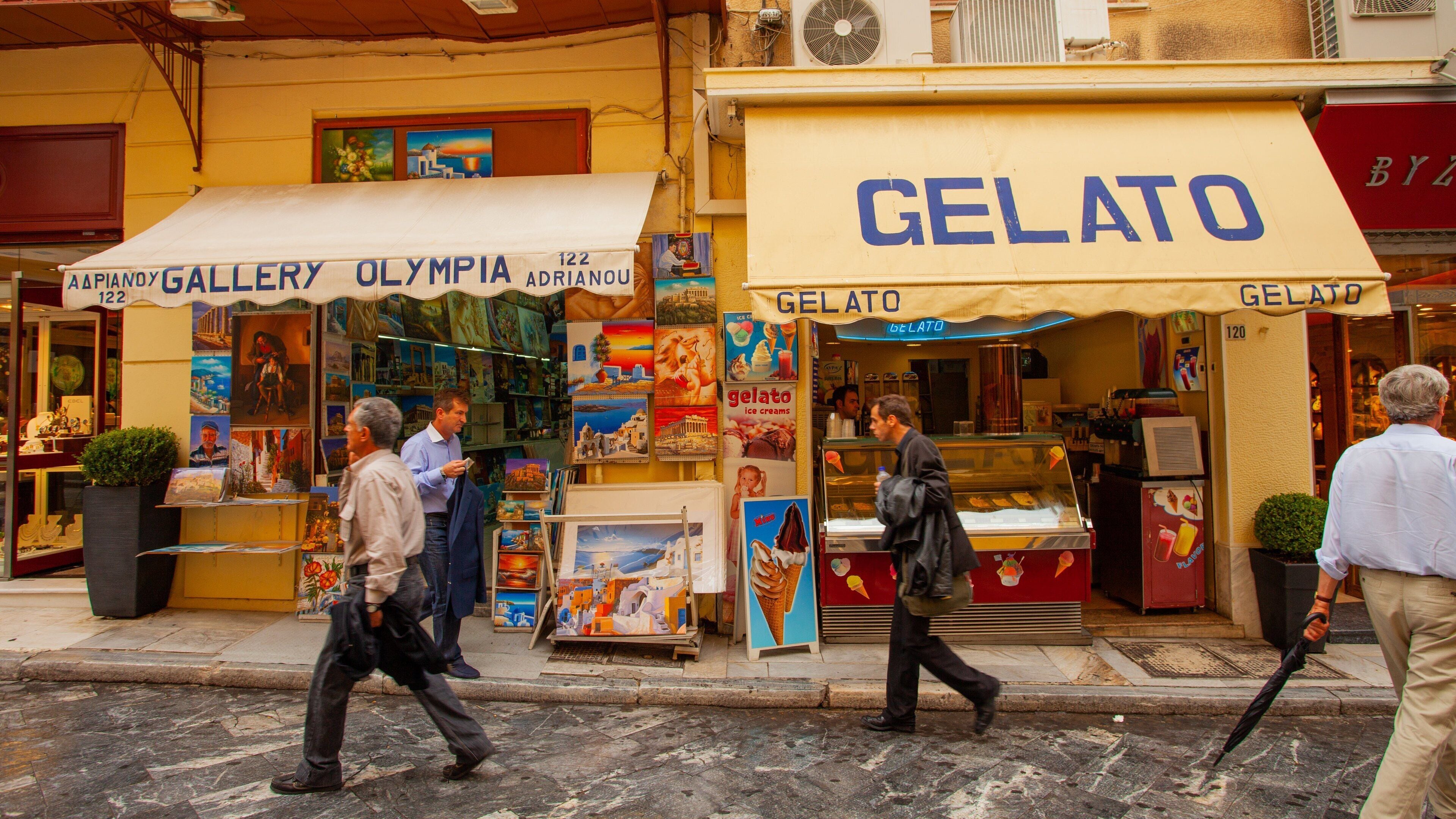 Athens showing signage, shopping and markets