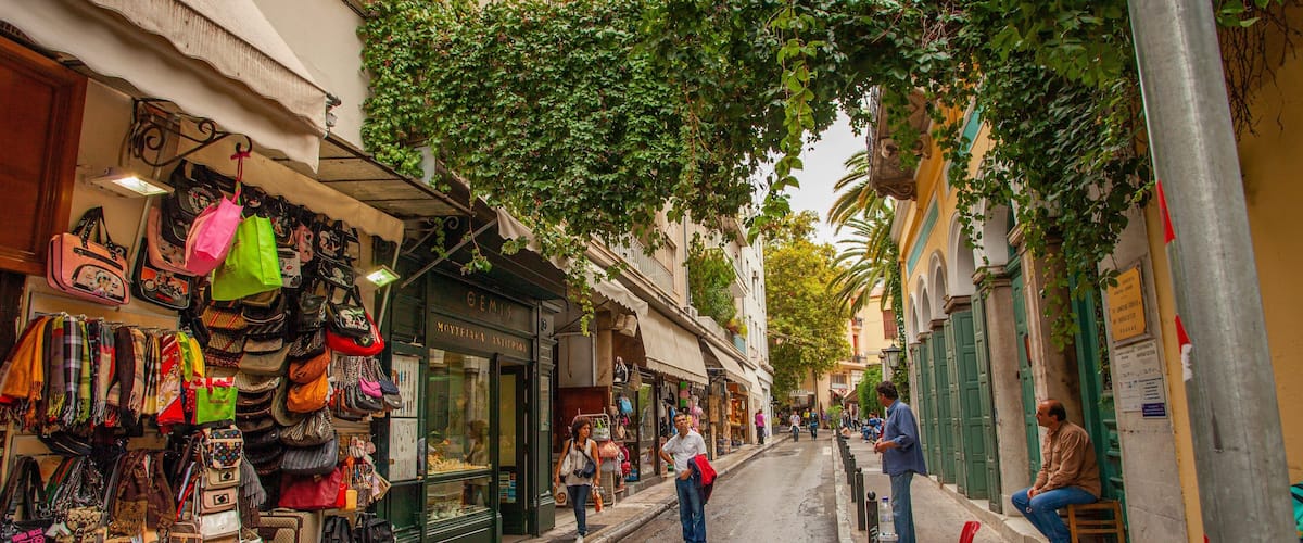 Greece showing street scenes and a city