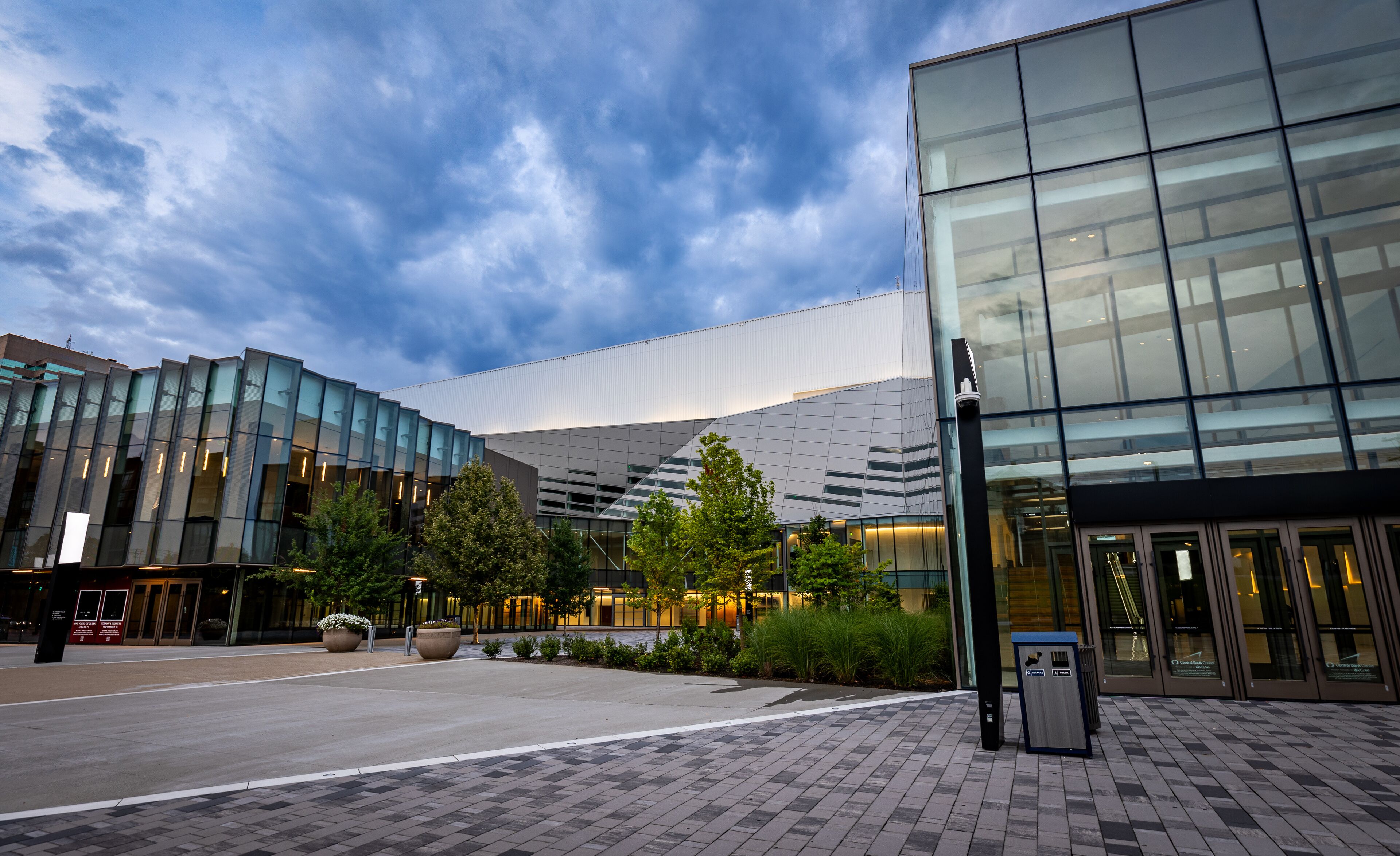 Facades of modern architecture buildings in the midwest American city of Lexington in Kentucky.