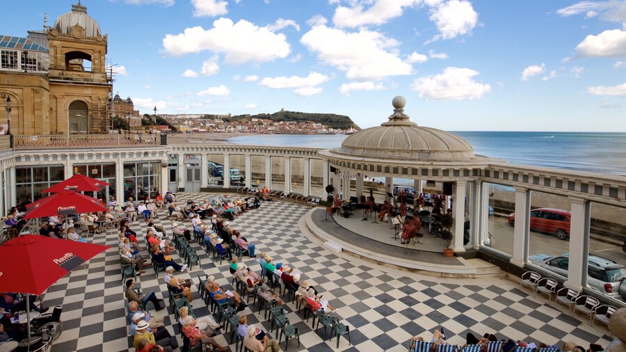 Scarborough Spa which includes theatre scenes, general coastal views and performance art