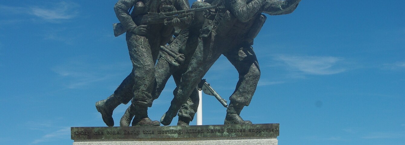 Statue at British Normandy Memorial, near the village of Ver-sur-Mer in Normandy, France.