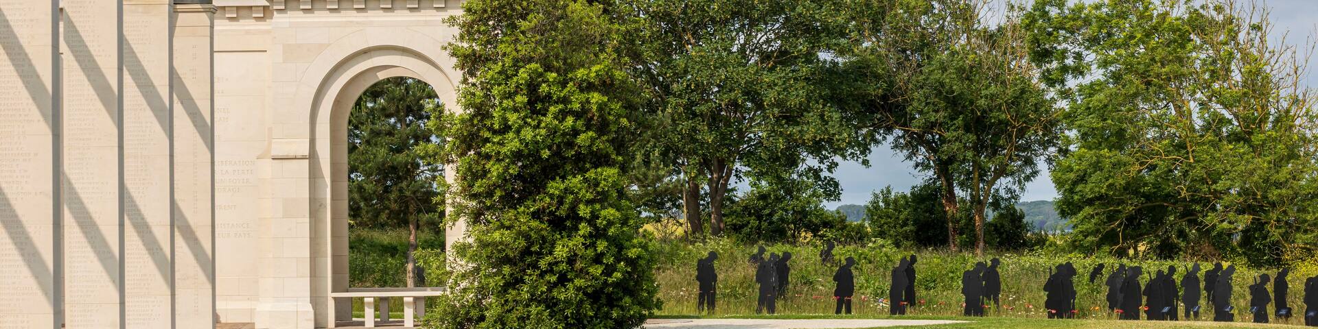 Overview British Normandy Memorial in remembrance of British command who fell on D-Day and during the Battle of Normandy in the summer of 1944