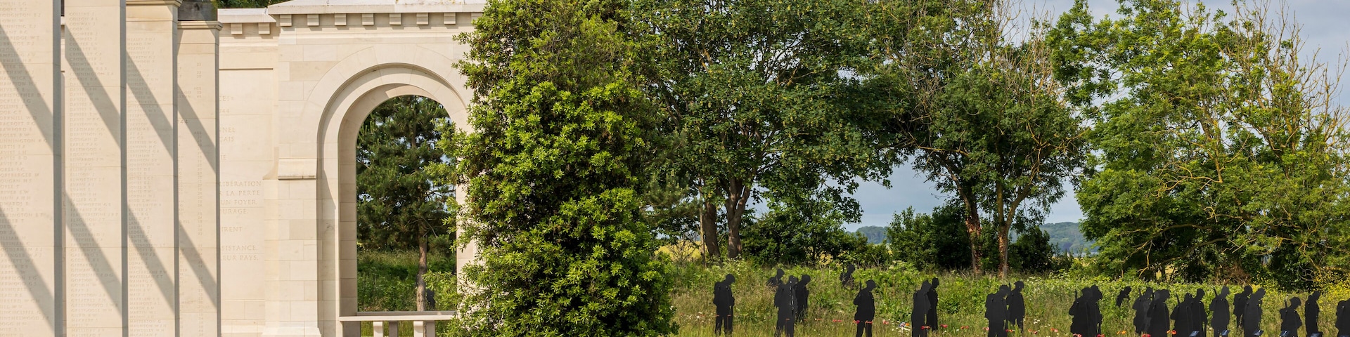 Overview British Normandy Memorial in remembrance of British command who fell on D-Day and during the Battle of Normandy in the summer of 1944