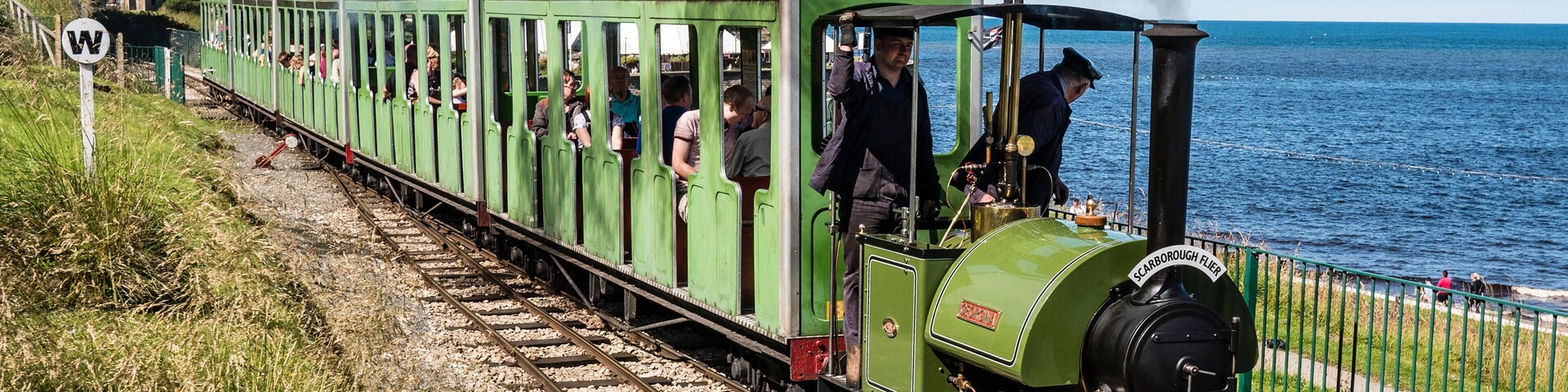 JT71NX Newly built steam engine Georgina on the North Bay Railway Scarborough Yorkshire UK