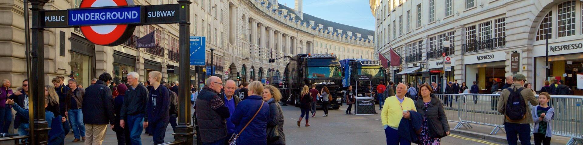 Regent Street which includes street scenes, signage and heritage architecture