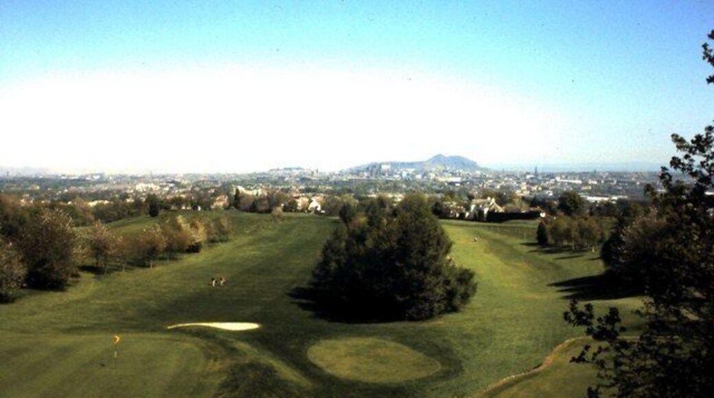 Edinburgh from Rest and be Thankful This spot on the eastern slopes of Corstorphine Hill is where David Balfour & Alan Breck parted company at the end of Robert Louis Stevenson's classic novel, 'Kidnapped'. Alan could go no further since he was still an outlaw. Arthur's Seat and Edinburgh Castle can be seen in the distance beyond Ravelston Golf Course in the foreground whilst to the west behind the photographer Edinburgh Zoo covers much of the hill