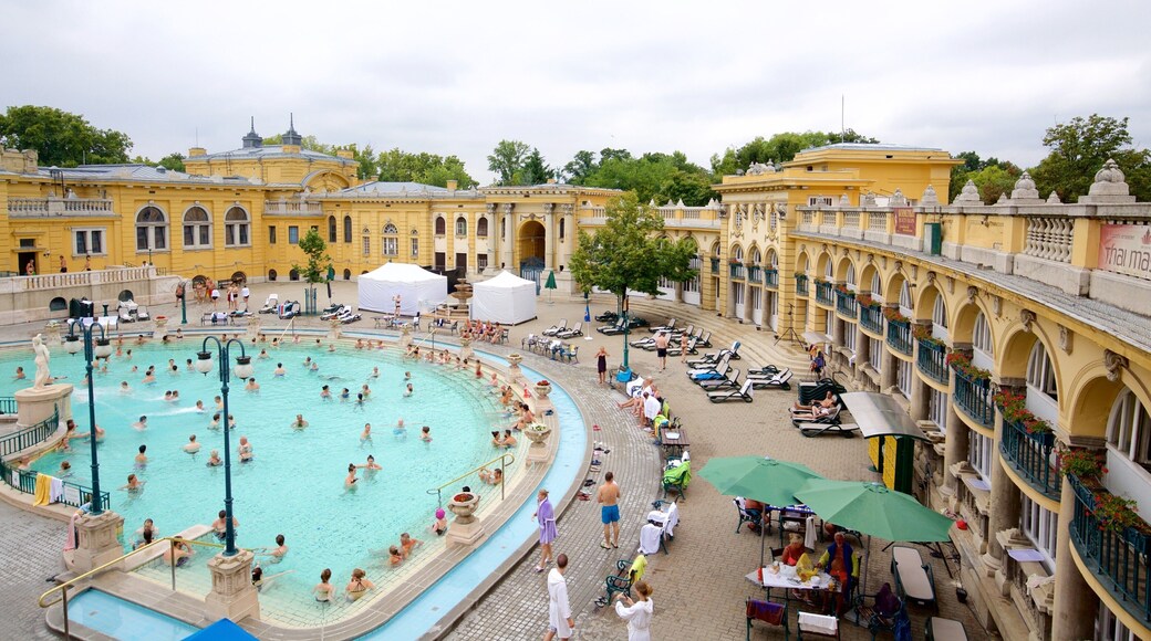 Szechenyi Thermal Bath featuring a day spa, a pool and heritage architecture