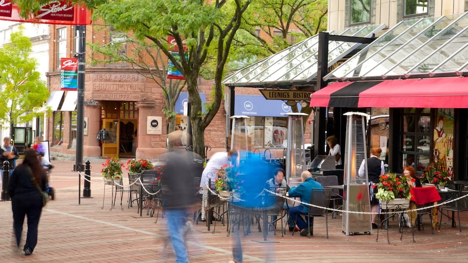 Church Street Marketplace featuring street scenes, markets and outdoor eating