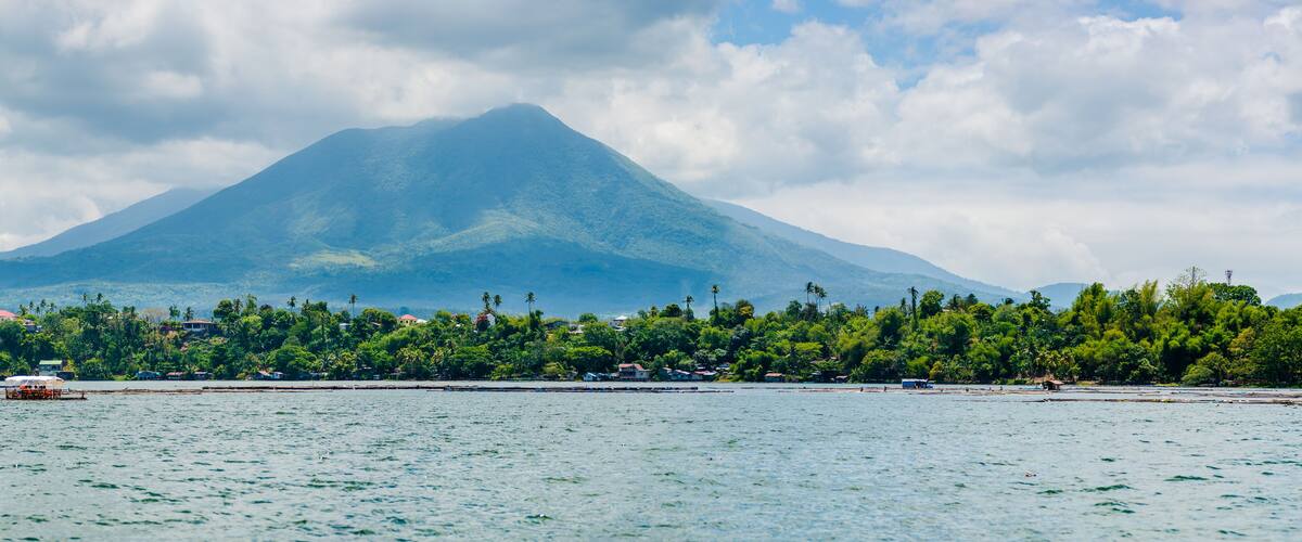 Beautiful landscape of Sampaloc Lake at San Pablo, Laguna, Philippines