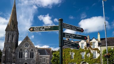 Direction signs for places of interest in the town of Listowel, county Kerry, Ireland.