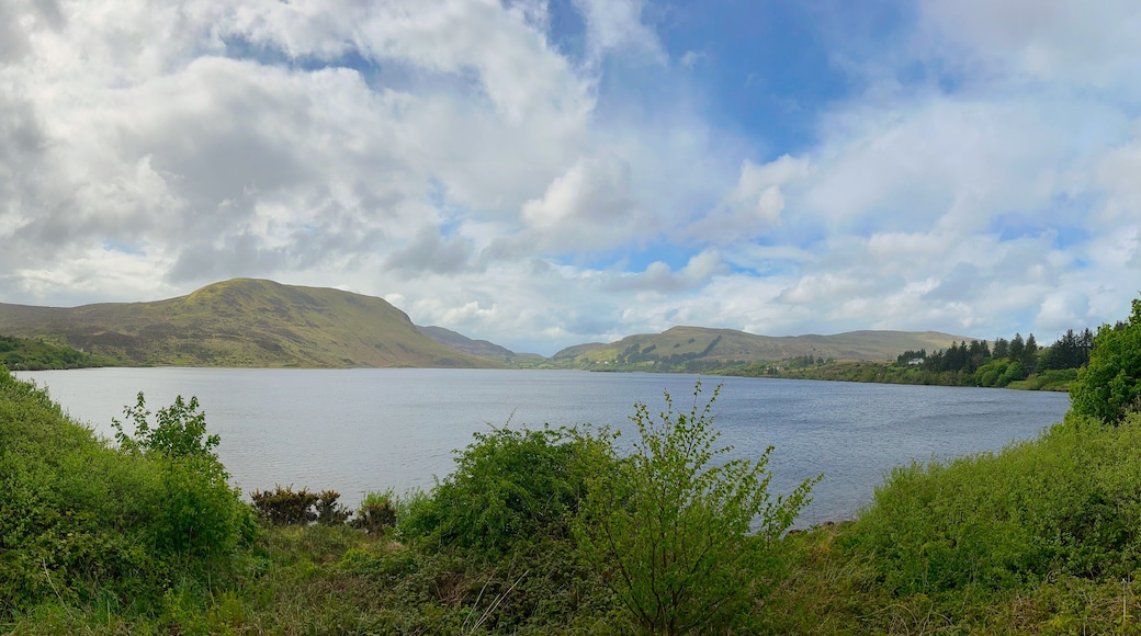View on lake "Lough Talt" surrounded by hills