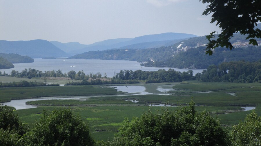 Garrison, New York, USA: View of the Hudson River from the grounds of Boscobel, an historic 19th-century house.