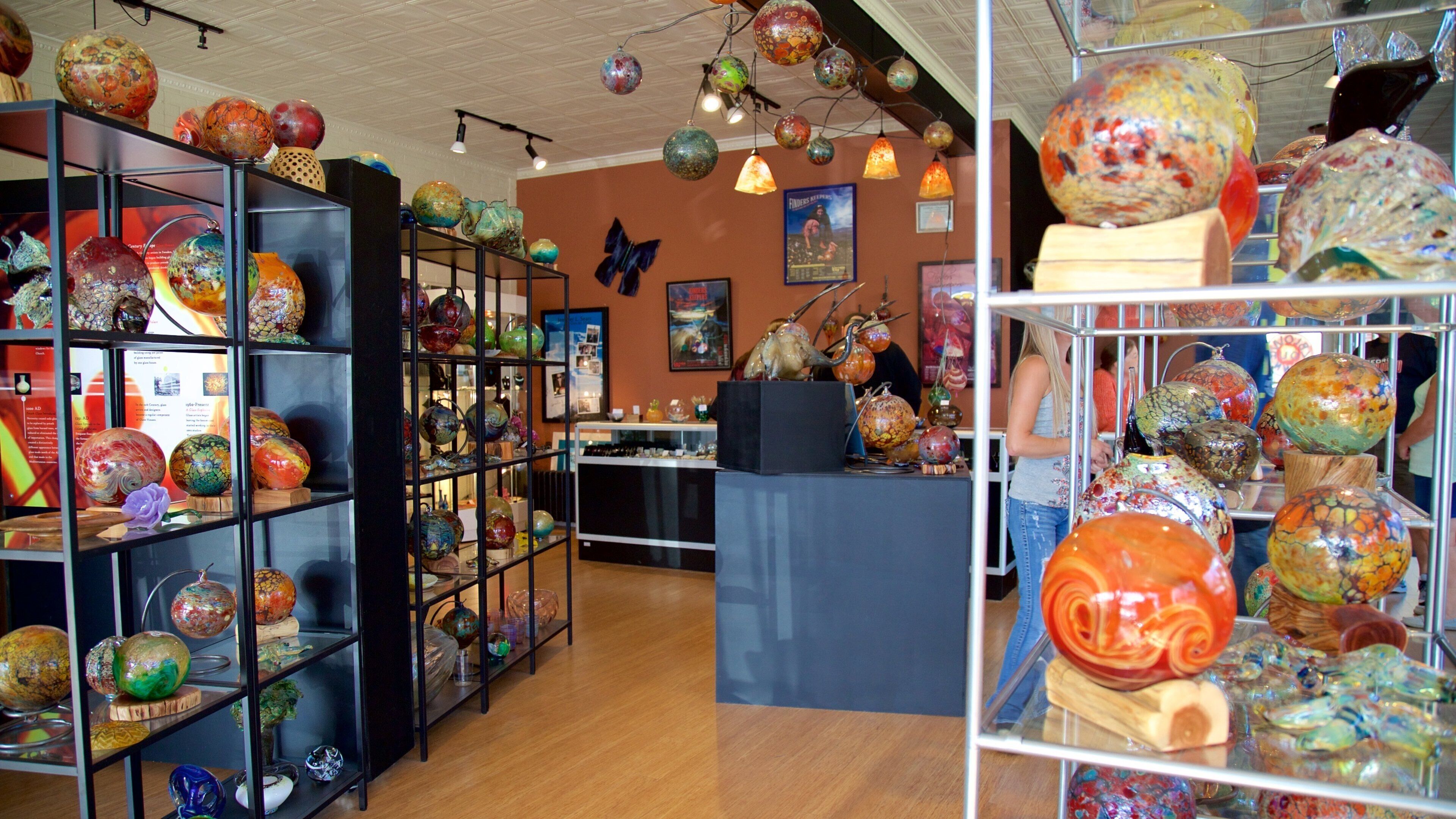 Jennifer Sears Glass Art Studio which includes interior views, shopping and art
