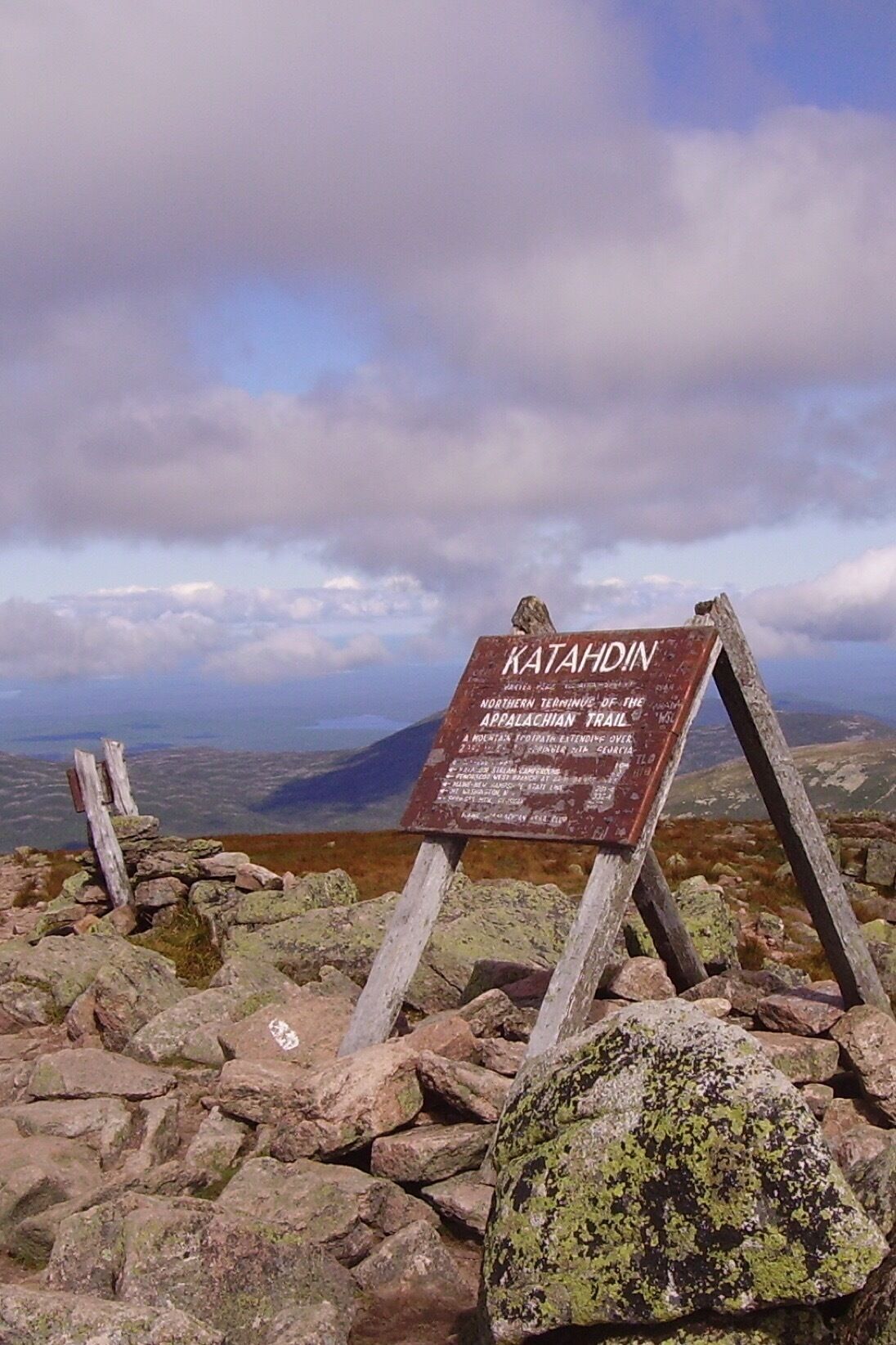 Sign that marks the northern terminus of the Appalachian Trail.