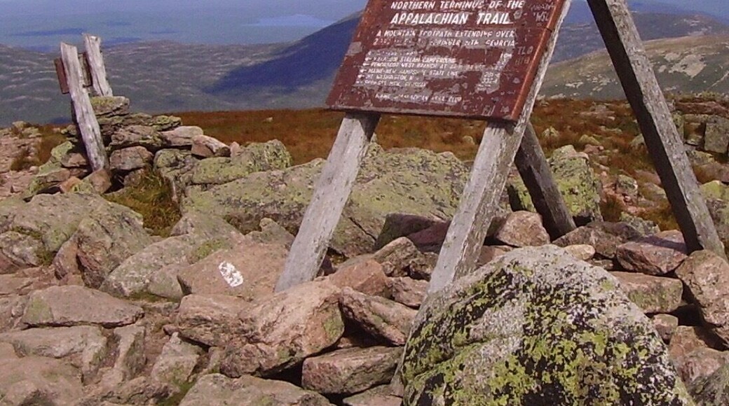 Sign that marks the northern terminus of the Appalachian Trail.