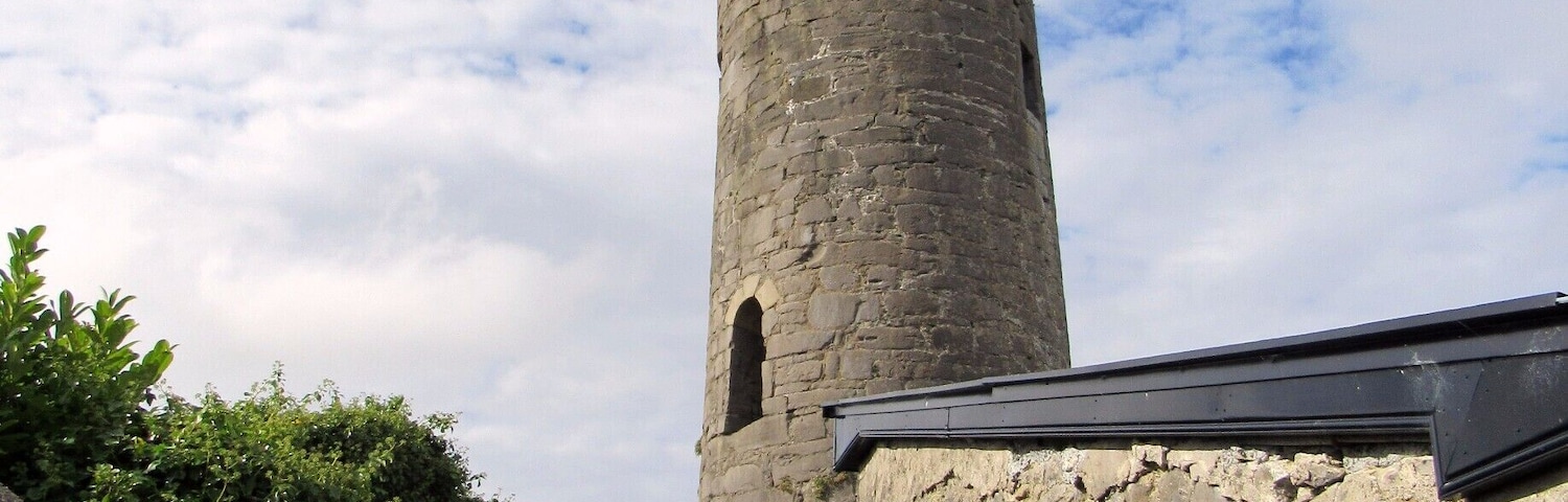 About 1,000 years old, the Killala Round Tower is 84 feet high, standing on a 3 foot high plinth with a doorway 11 feet above the ground.