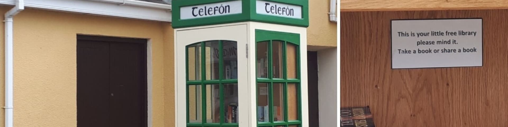 Fantastic idea for keeping the old Irish Telefon Box alive and in use in the community. Once the place to make a telephone call now re-purposed into a mini library in Camolin County Wexford.