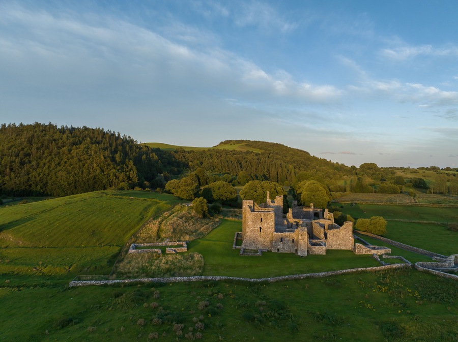 fore abbey ruins at sunset, county westmeath, ireland