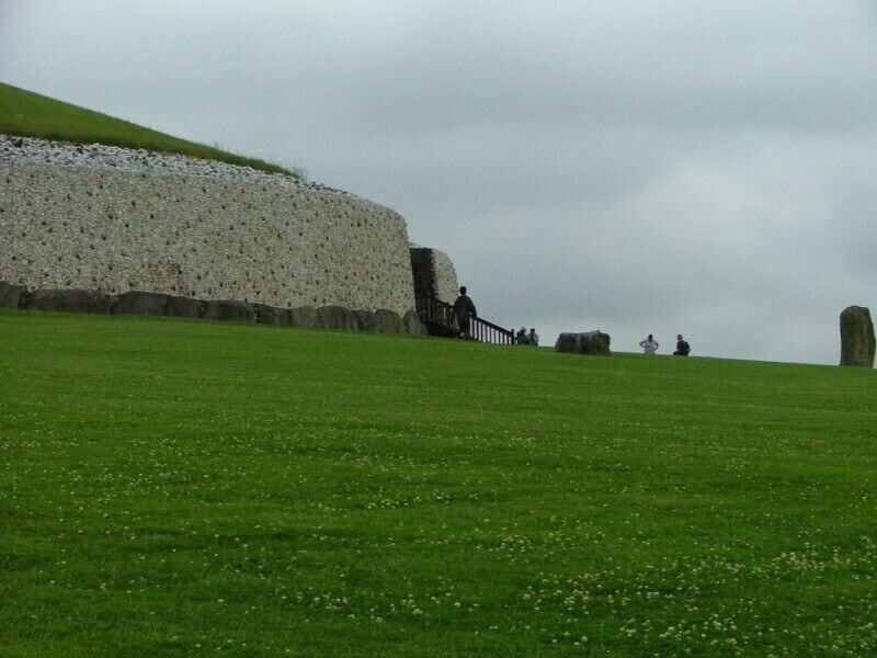 Newgrange is part of a complex of monuments built along a bend of the River Boyne known collectively as Brú na Bóinne. The other two principal monuments are Knowth (the largest) and Dowth, but throughout the region there are as many as 35 smaller mounds..  This, like Loughcrew, is also a Neolithic monument. It was constructed in about 3200BC which makes it older than Stonehenge and the pyramids!