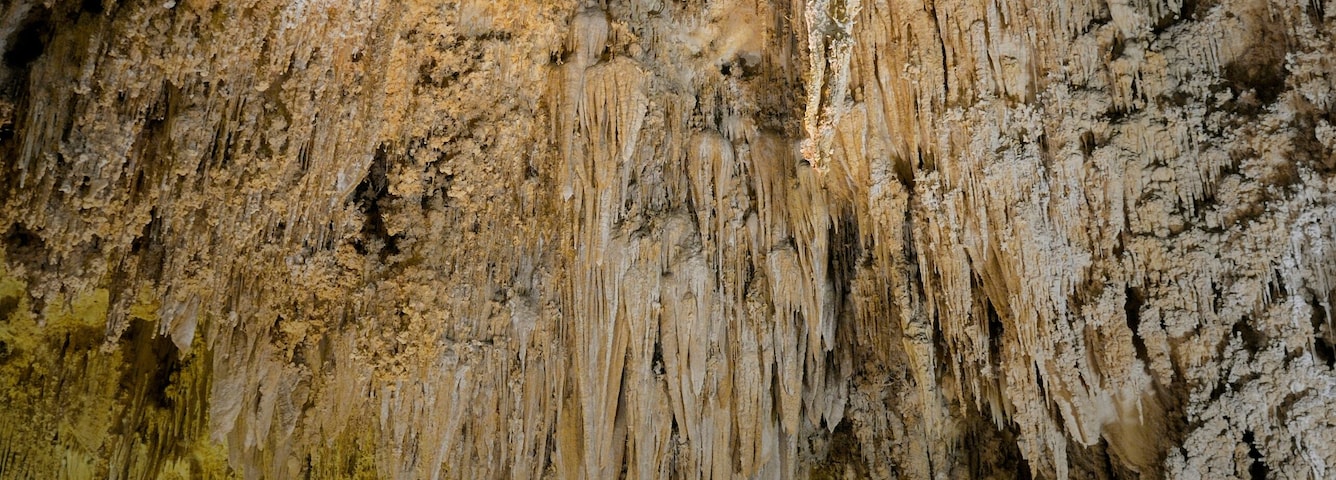 USA, New Mexico, Eddy County, Carlsbad Caverns National Park. Stalactites and stalagmites