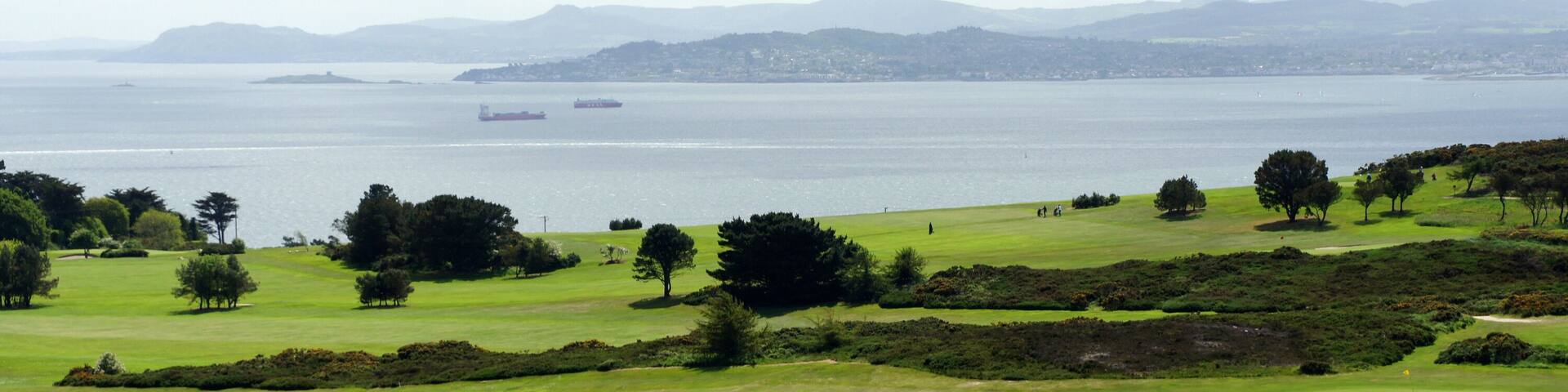 Golf course on the shores of Dublin Bay.Ireland.