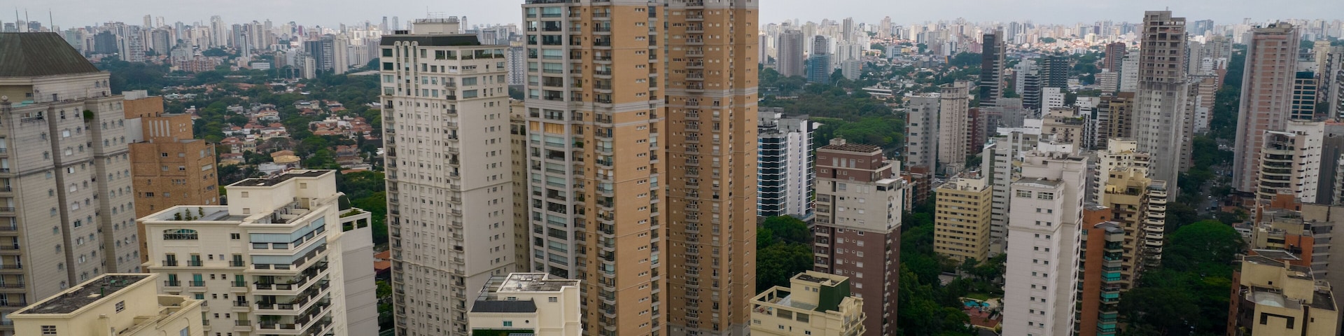 Beautiful residential buildings. Most expensive buildings in São Paulo, Brazil. In the neighborhood of Moema and Vila Nova Conceição
