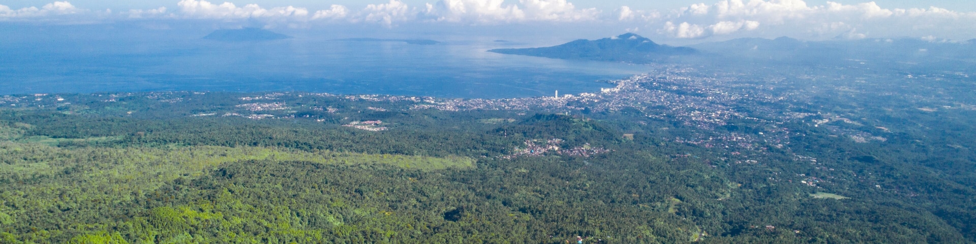 Aerial Drone Shot of Manado and Bunaken National Park