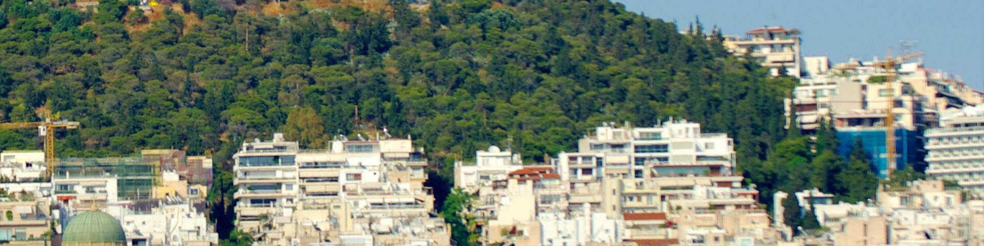 Mount Lycabettus showing mountains and a city