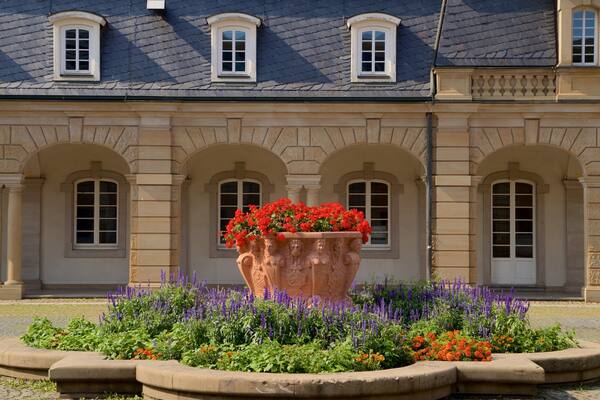 Isenburg Palace which includes flowers and heritage elements