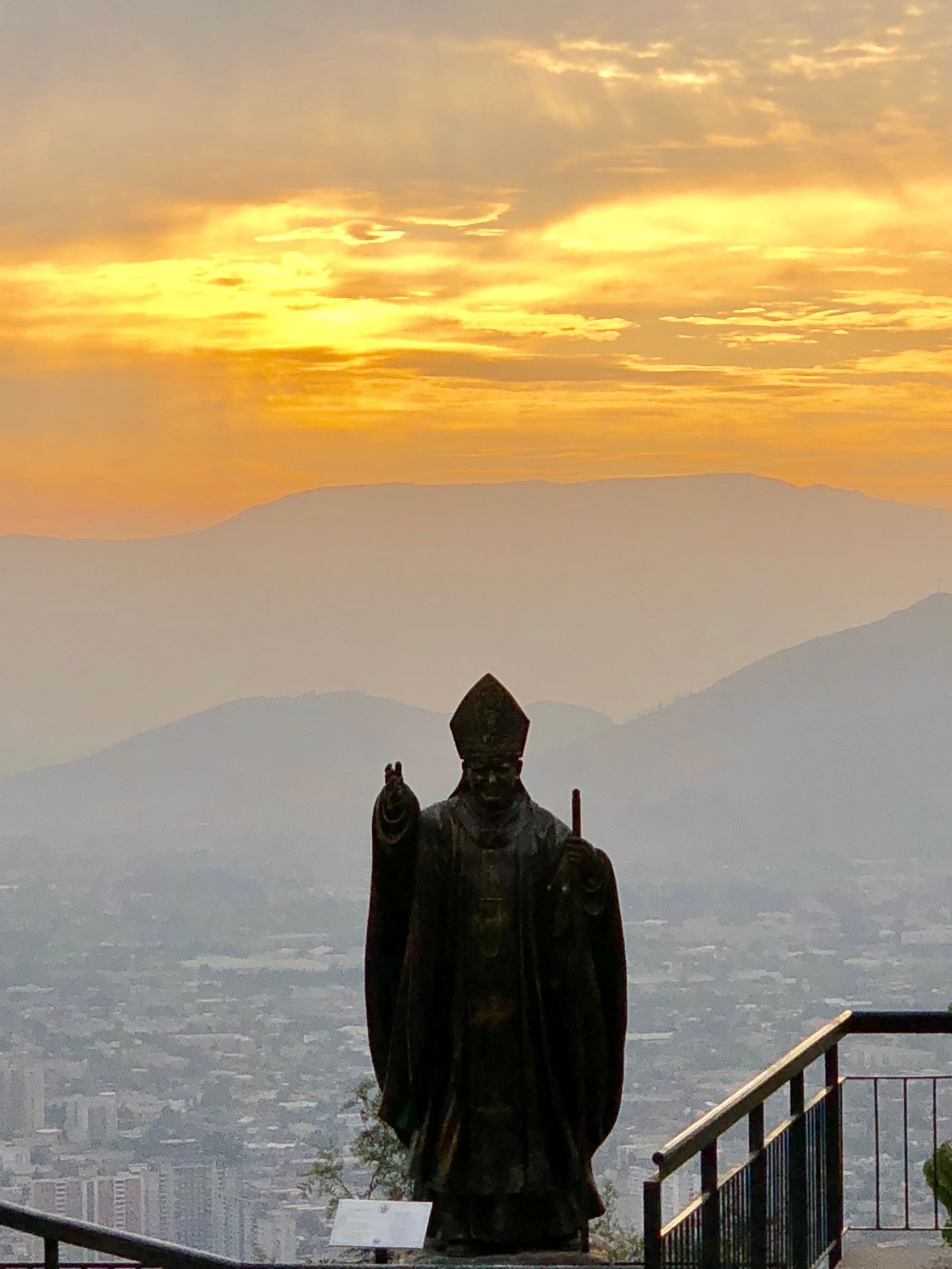 Sunset in San Cristóbal Hill, Chile 