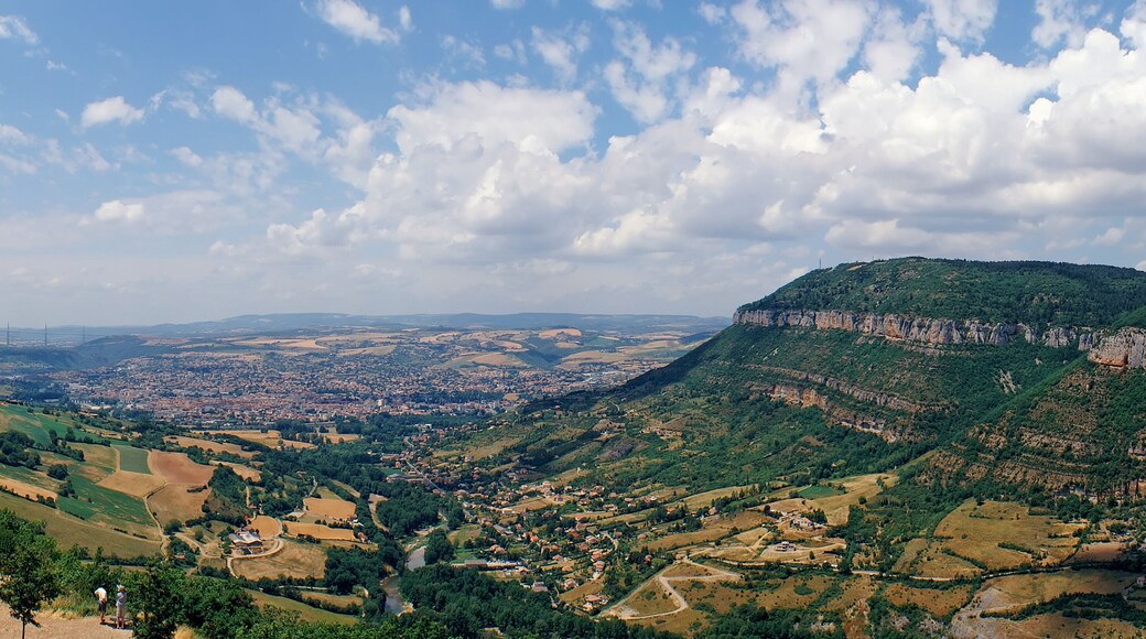 panorama of Millau with the Viaduct seen from the side