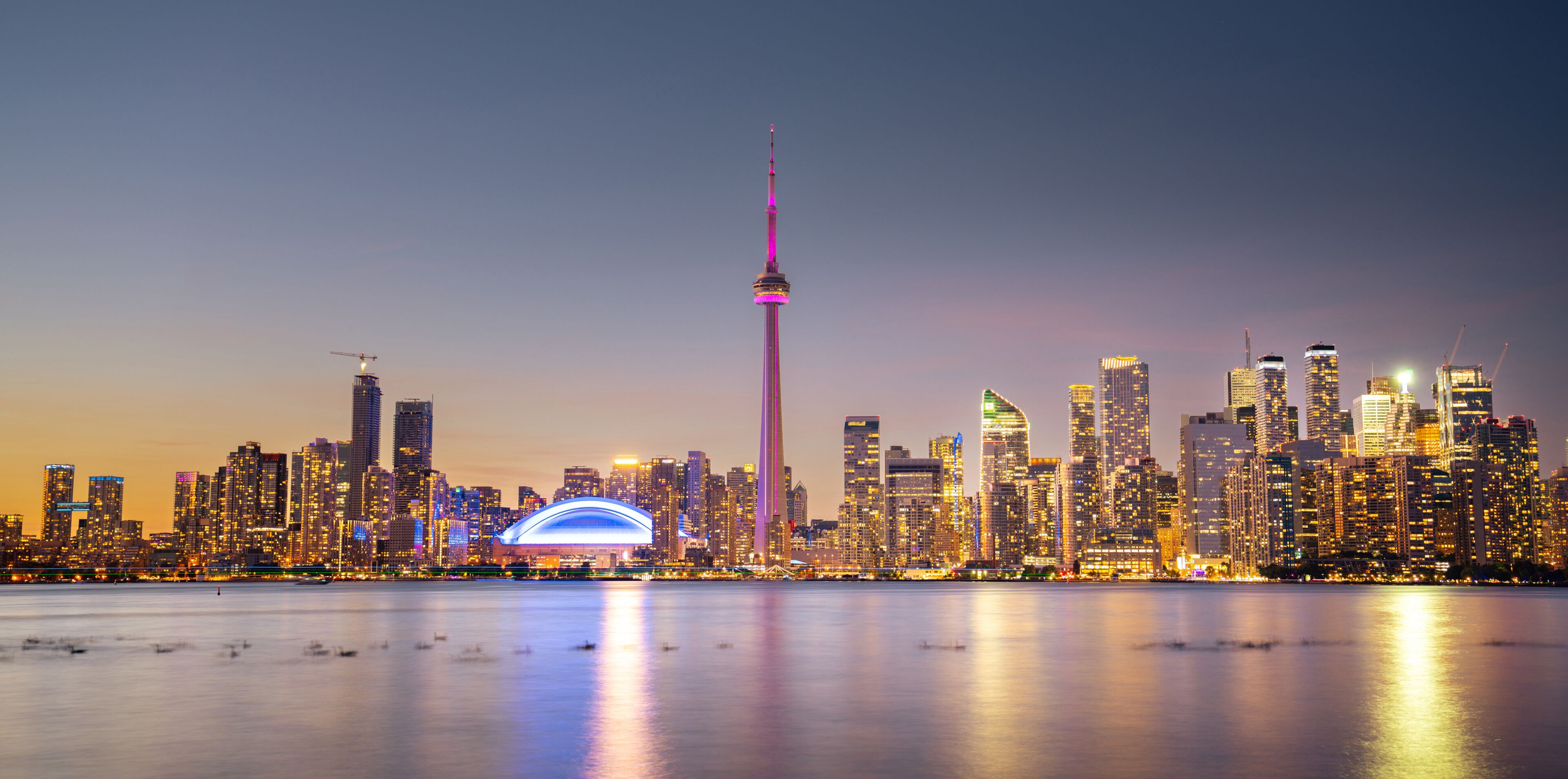 Toronto city skyline at night, Ontario, Canada