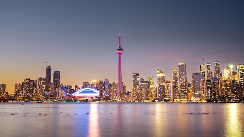 Toronto city skyline at night, Ontario, Canada