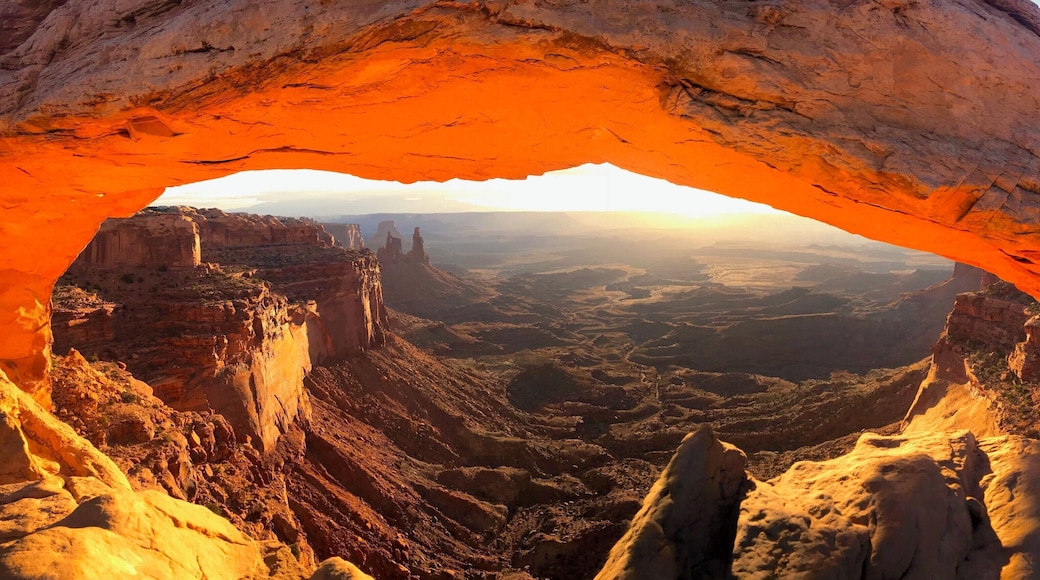 I've seen a lot of photos of Mesa Arch. What you don't see are the days when a bus load of 40 photographers unload from a huge tour bus and take up all the spots for a good picture, all lined up with a wall of tripods. Then some days you get very lucky!