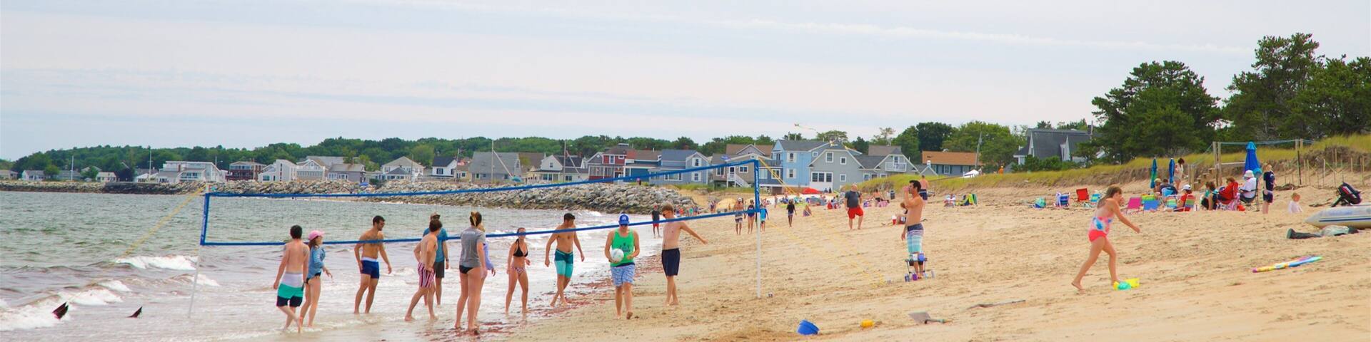 Ferry Beach State Park qui includes vues littorales, ville côtière et plage