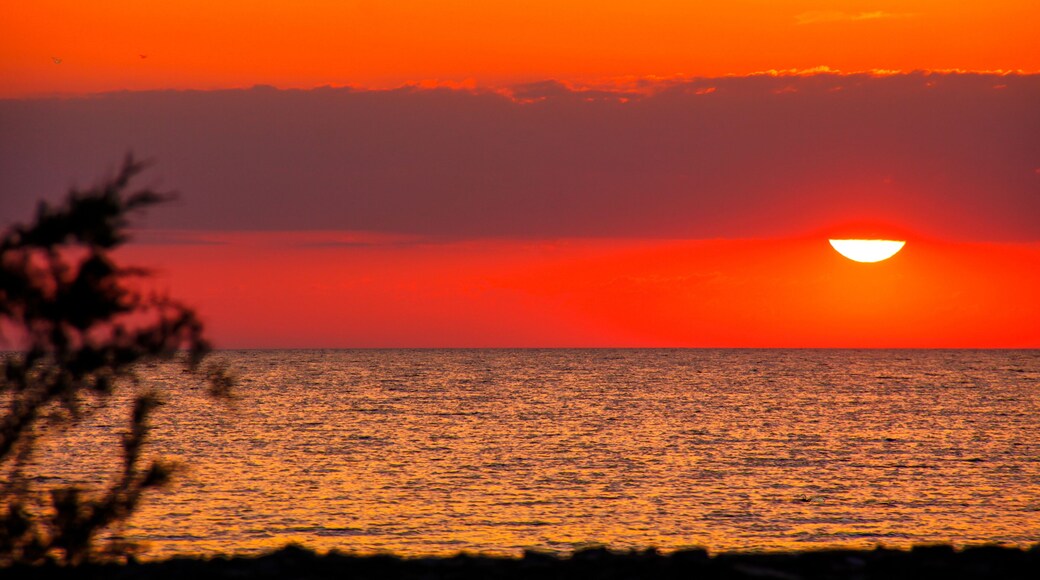 Orange sunset over Lake Erie at Kelley's Island, OH