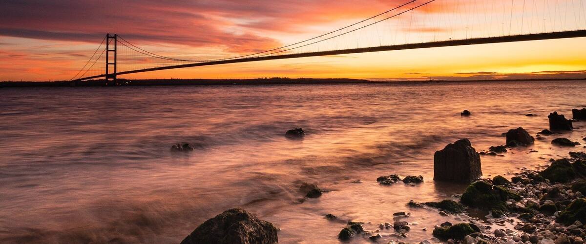 Catching the winter sun setting over the Humber Bridge from the North side, in Hessle.